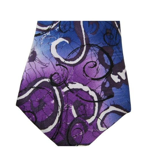 Men's Necktie J Garcia Tie Another Butterfly Purple Grey Blue 100% Silk - Picture 2 of 3